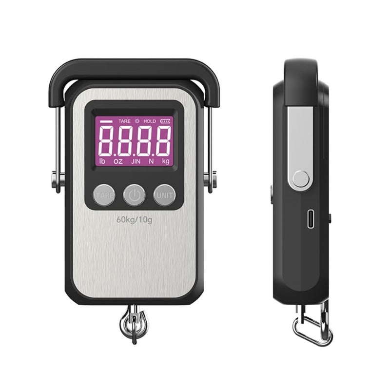 Klau Portable Rechargeable 60 kg / 120 lb Heavy Duty Hanging Scale Luggage Scales with Wide Handle Black for Home Farm Hunting Outdoor - Image 4
